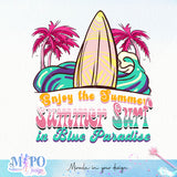 Enjoy The Summer Summer Surf In Blue Paradise sublimation design, png for sublimation, Summer png, Beach vibes PNG