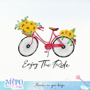 Enjoy the Ride sublimation design, png for sublimation, Retro sunflower PNG, hobbies vibes png