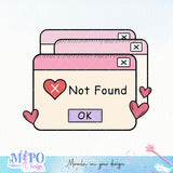 Error 404 Love Not found sublimation design, png for sublimation, Valentine PNG, Retro Valentine Mama PNG