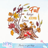 Fall breeze autumn leaves Sublimation design, png for sublimation, Autumn PNG, Positive vibe PNG, Autumn vibe PNG