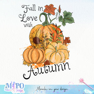 Fall in love with autumn sublimation design, png for sublimation, Autumn PNG, Positive vibe PNG, Autumn vibe PNG