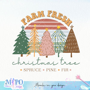 Farm fresh christmas tree spruce pine fir sublimation design, png for sublimation, Christmas PNG, Retro Christmas PNG