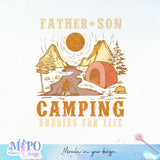 Father+son camping buddies for life sublimation design, png for sublimation, Father's day sublimation, Camping father png, Retro camping design