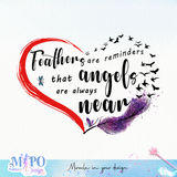 Feathers are reminders that angels are always near sublimation design, png for sublimation, memorial PNG