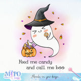 Feed me candy and call me boo Sublimation design, png for sublimation, Retro Halloween design, Halloween styles