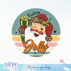 Feelin' Jolly sublimation design, png for sublimation, Christmas Vintage PNG, Santa PNG