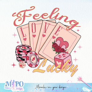 Feeling lucky sublimation design, png for sublimation, Valentine PNG, Retro Valentine Mama PNG