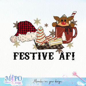 Festive AF sublimation design, png for sublimation, Christmas PNG, Leopard Christmas PNG