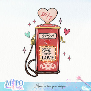 Fill up on love sublimation design, png for sublimation, Valentine PNG, Retro Valentine Mama PNG