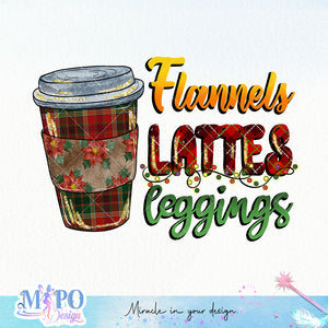 Flannels Lattes Leggings sublimation design, png for sublimation, Christmas PNG, Gnomes Christmas PNG