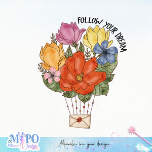 Follow your dream Sublimation design, png for sublimation, Envelope PNG, Hobbies PNG