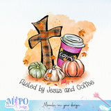 Fueled by Jesus and Coffee sublimation design, png for sublimation, Autumn PNG, Autumn Coffee  PNG