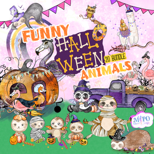 Funny Halloween animals png bundle,Spooky png bundle, png for sublimation, Halloween png Bundle