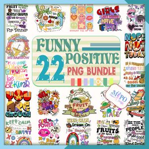 Funny Positive Bundle PNG, Be kind design PNG, Inspiration Retro design Bundle, Positive Quotes sublimation