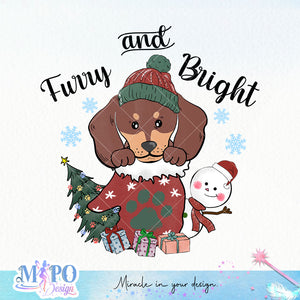 Furry and Bright sublimation design, png for sublimation, Christmas PNG,  Christmas Animals PNG