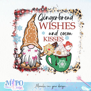 Gingerbread wishes and cocoa kisses sublimation design, png for sublimation, Christmas PNG, Leopard Christmas PNG