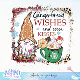 Gingerbread wishes and cocoa kisses sublimation design, png for sublimation, Christmas PNG, Leopard Christmas PNG