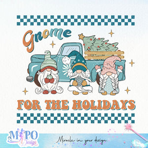 Gnome For The Holidays sublimation design, png for sublimation, Christmas PNG, Retro Christmas Blue PNG