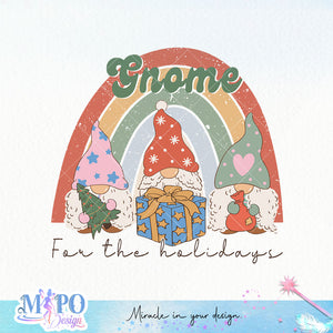 Gnome For The Holidays sublimation design, png for sublimation, Christmas PNG, Retro Christmas PNG