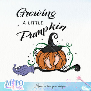 Growing a little Pumpkin sublimation design, png for sublimation, Halloween characters sublimation, Pregnancy witch design