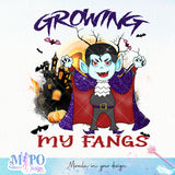 Growing my fangs sublimation design, png for sublimation, Halloween characters sublimation, Holiday vibes png
