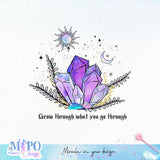 Grow through what you go through sublimation design, png for sublimation, Witch PNG, Halloween characters PNG