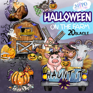 Halloween on The Farm png bundle,Spooky png bundle, png for sublimation, Halloween png Bundle