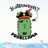 Halloween No probllama sublimation design, png for sublimation, retro halloween vibes png, halloween animals png