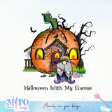 Halloween With My Gnome sublimation design, png for sublimation, Retro Halloween design, Halloween styles