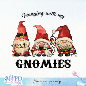 Hanging with my gnomies sublimation design, png for sublimation, Christmas Vintage PNG, Santa PNG