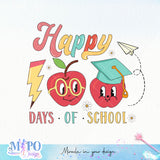 Happy 100 days of school sublimation design, png for sublimation, Retro School design, 100 days of school PNG