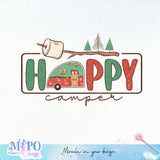 Happy Camper sublimation design, png for sublimation,  Camping christmas png,Christmas design