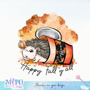 Happy Fall y'all sublimation design, png for sublimation, Autumn PNG, Autumn Coffee PNG