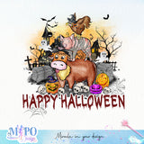 Happy Halloween sublimation design, png for sublimation, Farm Animials vibes png, halloween animals png