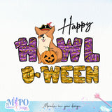 Happy Howl-o-ween sublimation design, png for sublimation, retro halloween vibes png, halloween animals png