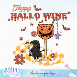 Happy hallo wine sublimation design, png for sublimation, halloween png, Holiday vibes sublimation