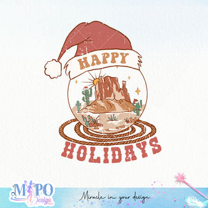 Happy holidays sublimation design, png for sublimation, Christmas PNG, Western christmas PNG