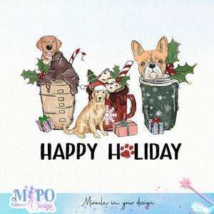 Happy holiday sublimation design, png for sublimation, Christmas PNG,  Christmas Animals PNG