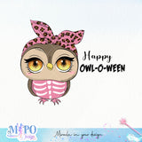 Happy owl-o-ween sublimation design, png for sublimation, retro halloween vibes png, halloween animals png