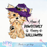 Have A Pawsitively Happy Halloween sublimation design, png for sublimation, Halloween Dog vibes png, halloween animals png