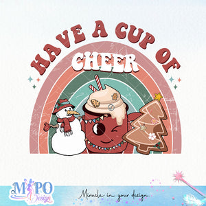 Have a cup of cheer sublimation design, png for sublimation, Hippe Christmas PNG, retro vibes PNG