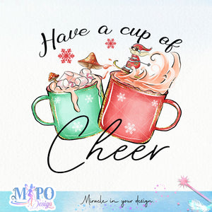 Have a cup of cheer sublimation design, png for sublimation, Hippe Christmas PNG, retro vibes PNG