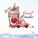 Heartbreaker sublimation design, png for sublimation, Valentine PNG, Valentine coffee PNG