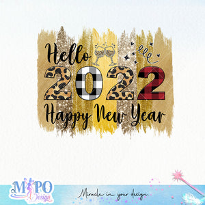 Hello 2022 Happy New Year sublimation design, png for sublimation, Christmas PNG, Christmas vibes PNG