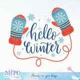 Hello winter sublimation design, png for sublimation, Winter PNG, Seasons vibes PNG