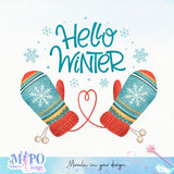 Hello winter sublimation design, png for sublimation, Winter PNG, Cozy winter vibes PNG