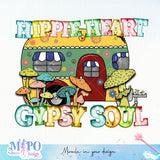 Hippie Heart Gyspy Soul sublimation design, png for sublimation, retro png, Positive quote PNG