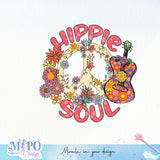Hippie Soul sublimation design, png for sublimation, retro png, Positive quote PNG