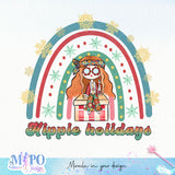 Hippie holidays sublimation design, png for sublimation, Hippe Christmas PNG, retro vibes PNG