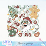 Ho Ho Ho sublimation design, png for sublimation, Hippe Christmas PNG, retro vibes PNG